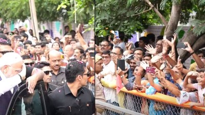 After the roadshow, the PM addressed a public gathering where he inaugurated and laid the foundation of development projects worth Rs 34,200 crore. I