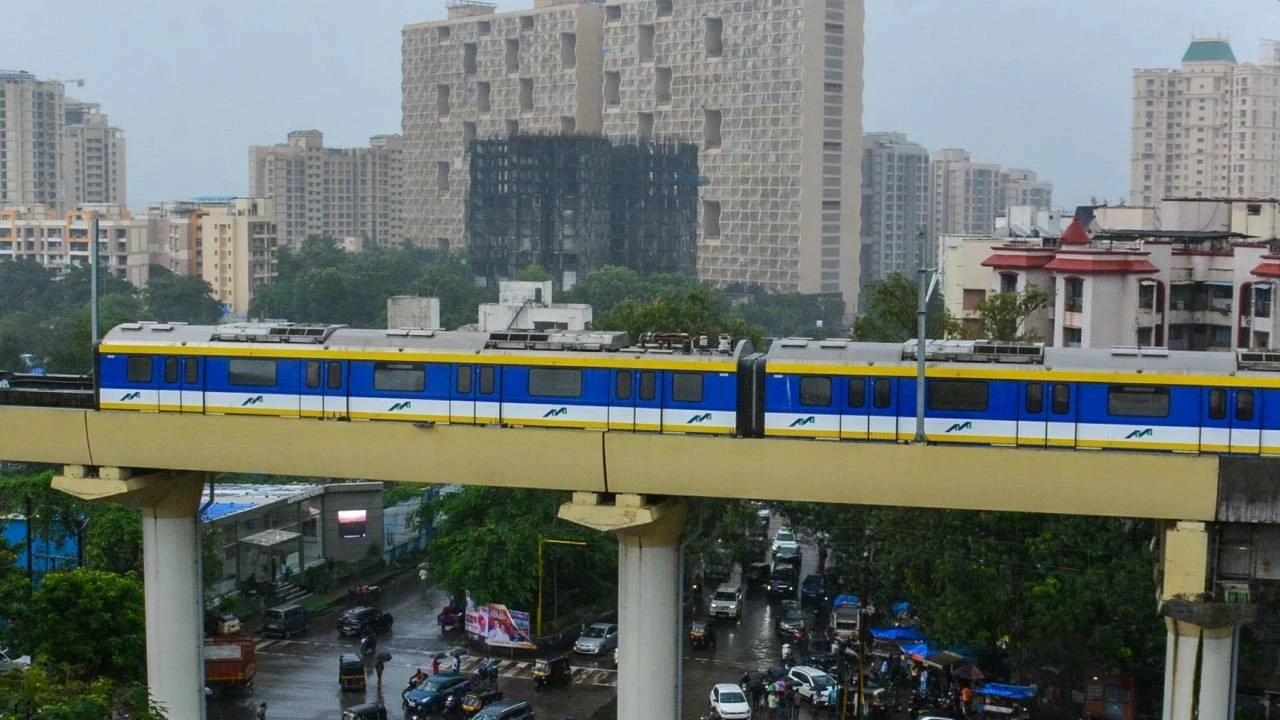 Coaches were placed on tracks for trial run of Mumbai Metro Line 4 in Thane on August 25. Trial runs between Cadbury Junction and Gaimukh will start today. (PTI Photo)