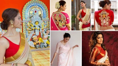 Statement designer blouses to team up with your ethnic sarees during Durga Puja 2025 celebrations