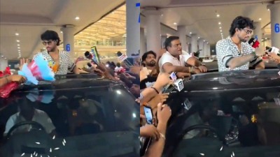 Tilak Varma received a rousing reception at Hyderabad airport on Monday.