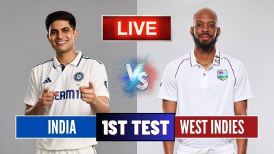 India facing West Indies in the first Test match at the Narendra Modi Stadium.