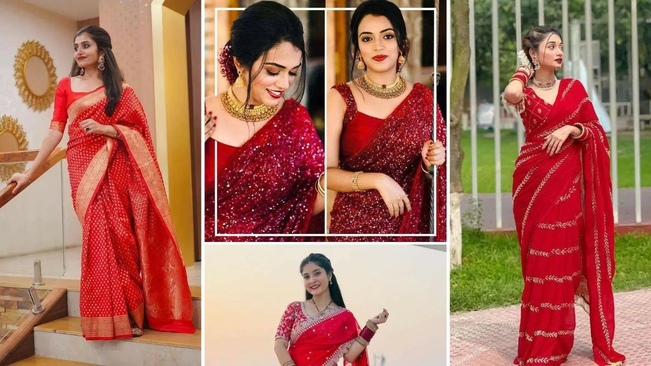 Red saree design ideas to try for Karwa Chauth 2025