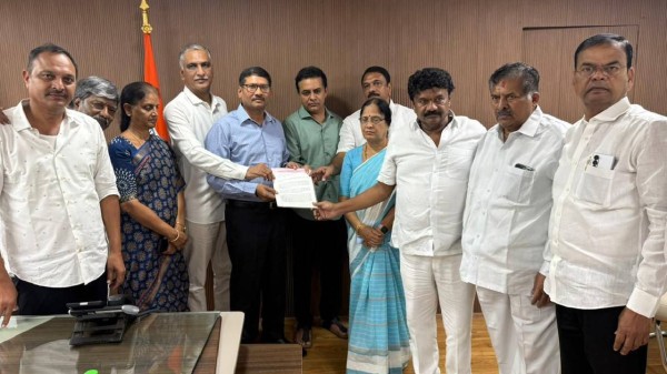 BRS leaders meet RTC MD Nagireddy over fare hikes.