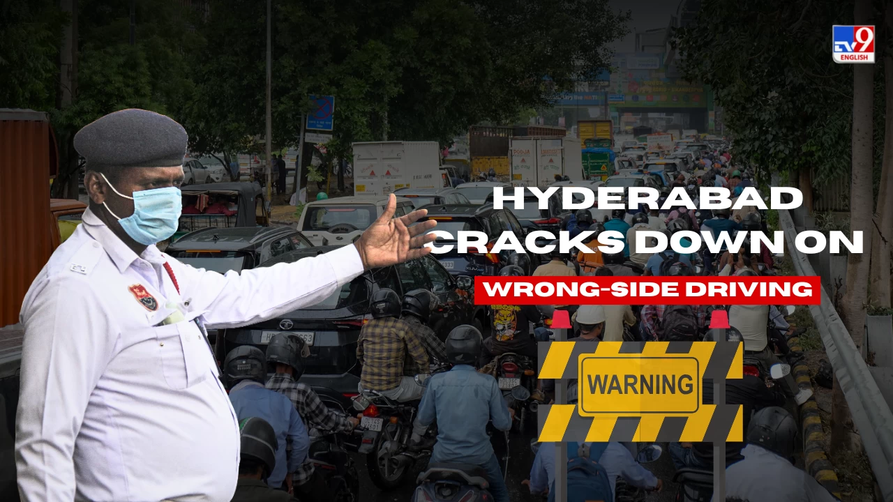 Hyderabad police take strict action against wrong-side driving.