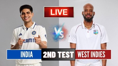 India facing West Indies in the second Test match at the Arun Jaitley Stadium.