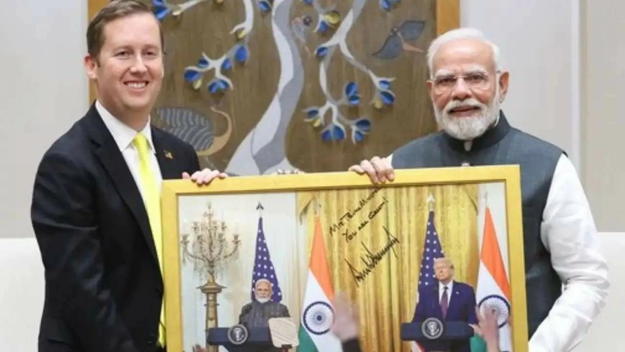 Gor presented Prime Minister Narendra Modi with a signed photograph of himself alongside US President Donald Trump at the White House. 