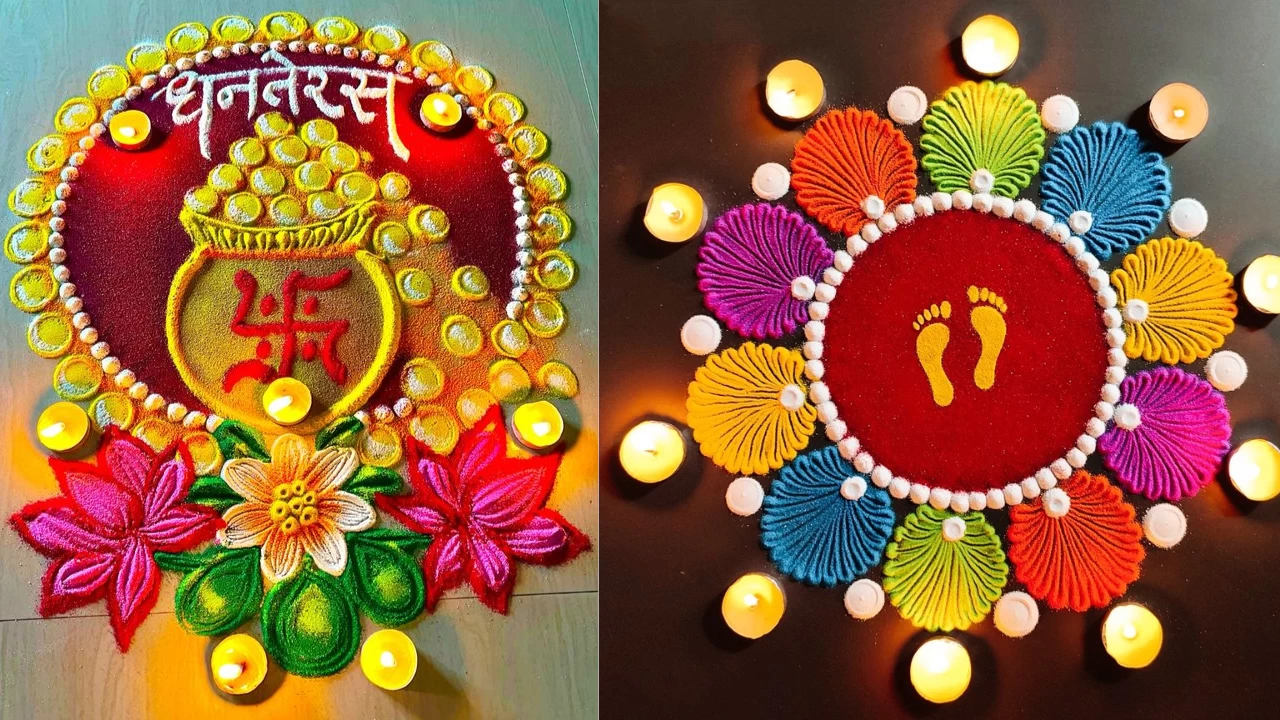 Easy and quick Dhanteras rangoli design to try this year