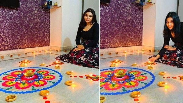 Elegant Diwali photo poses for women