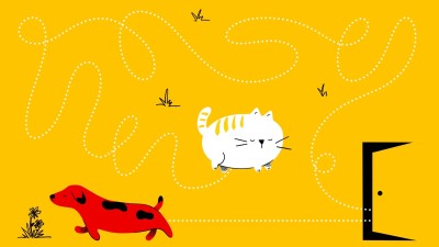 Illustration of the navigation styles of cats and dogs. 