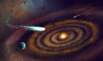 Illustration of a comet in a protoplanetary disk. 