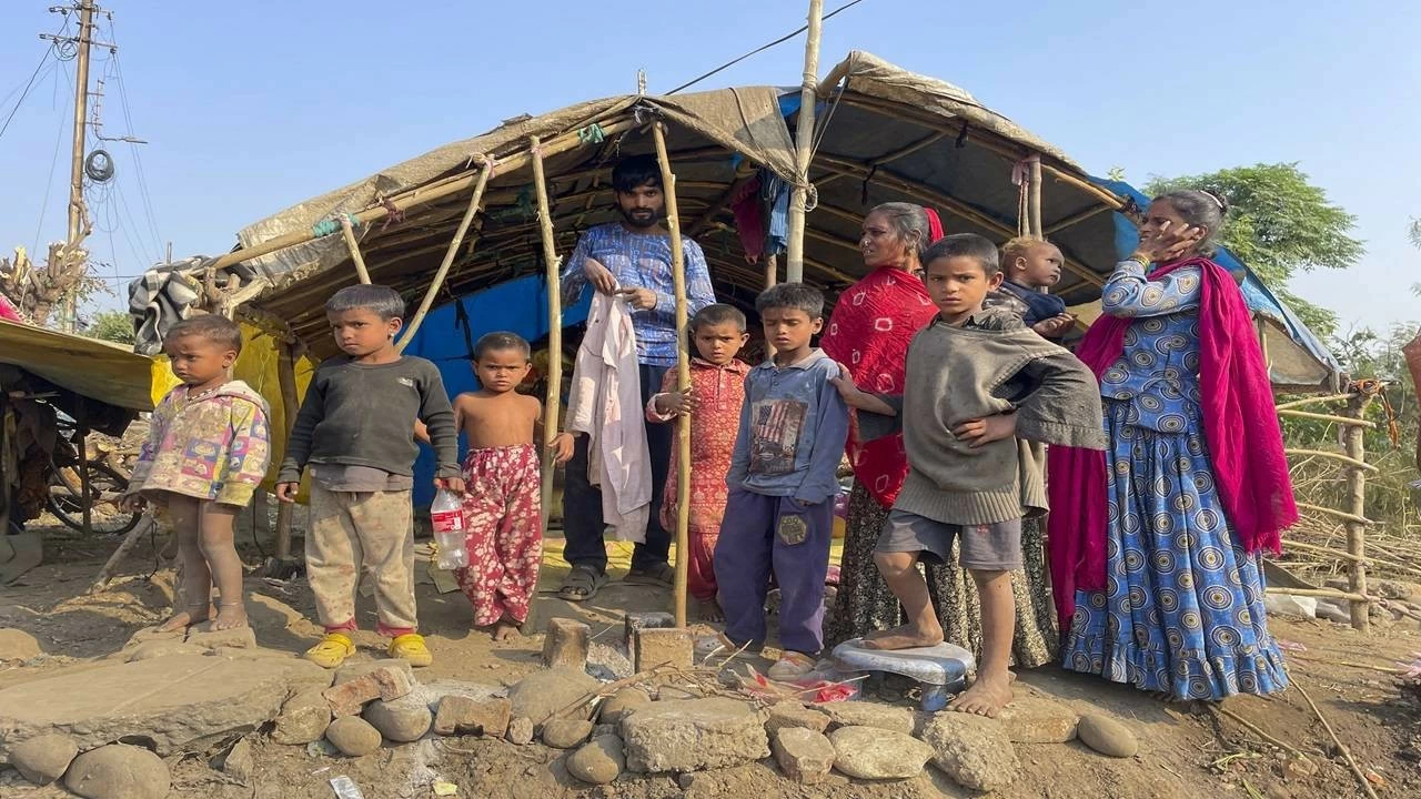 Rohingya refugees at a settlement, in Jammu. (PTI Photo)