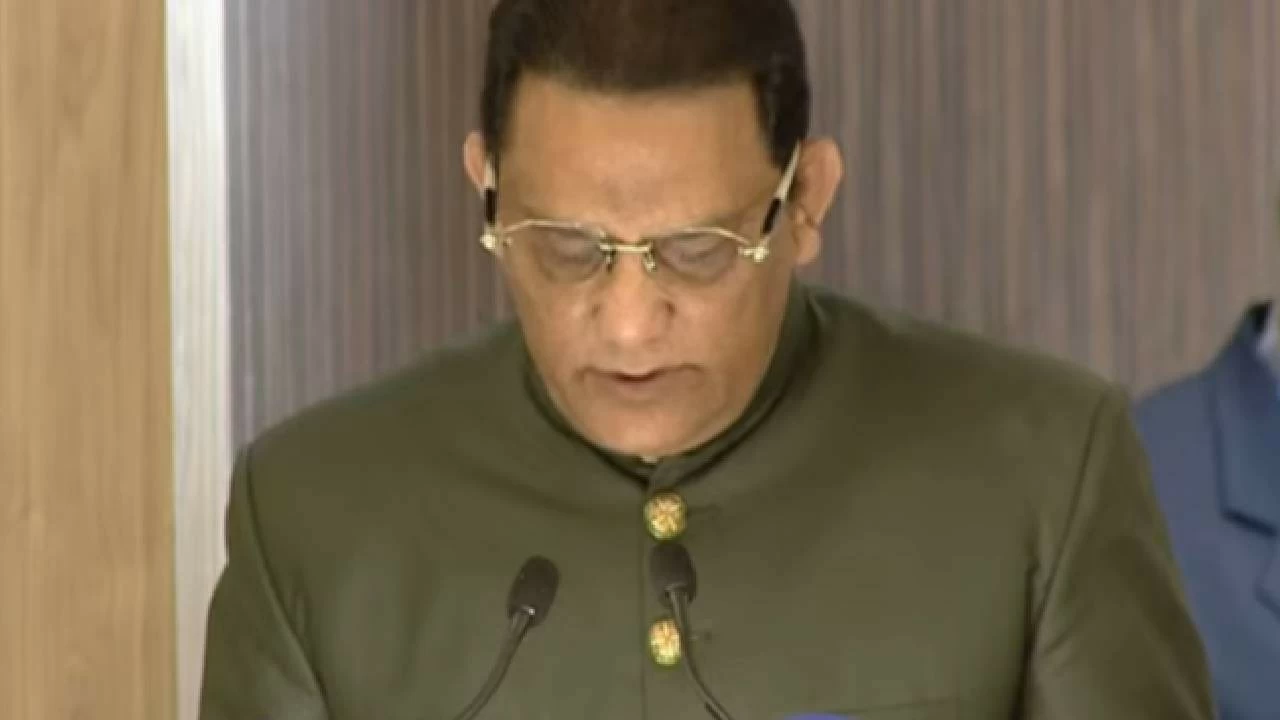 Mohammed Azharuddin takes oath at Raj Bhavan, Hyderabad on October 31, 2025. 