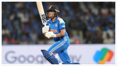 Shafali Verma plays a shot in Navi Mumbai on Sunday.