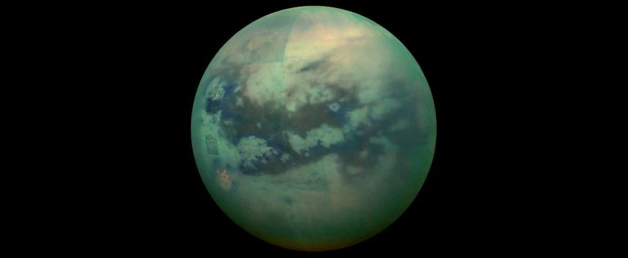 A false colour image of Titan. 