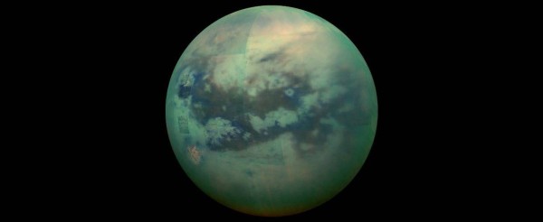 A false colour image of Titan. 