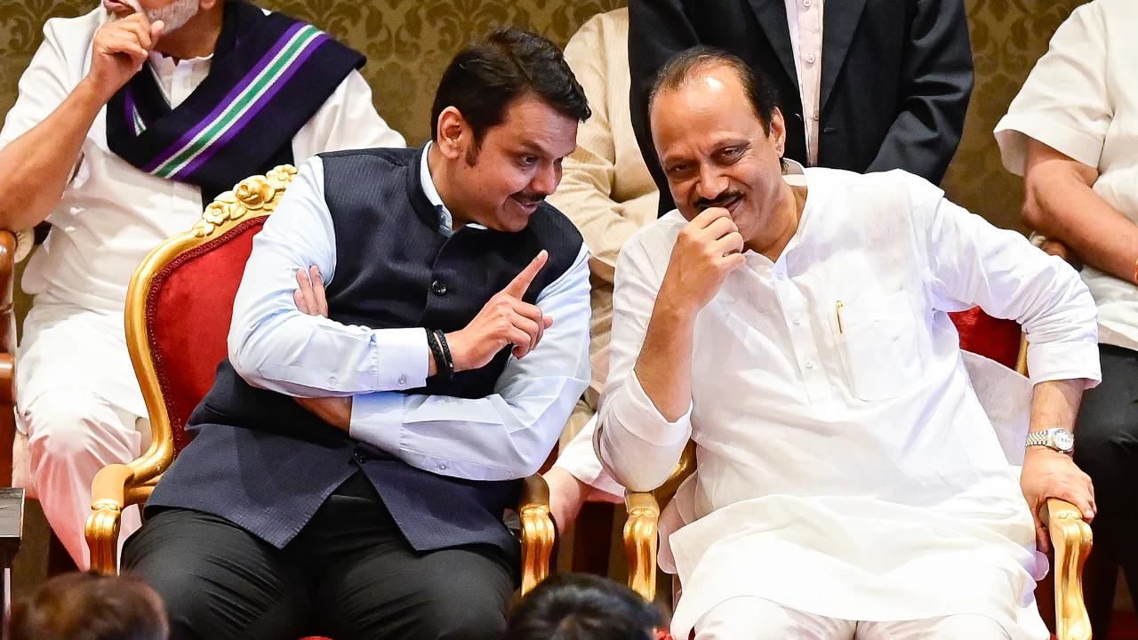 Maharashtra Chief Minister Devendra Fadnavis and Deputy CM Ajit Pawar. (Photo credit: Anshuman Poyrekar/HT via Getty Images)