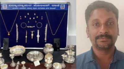 The goods seized from professional thief  Aslam Pasha (right) 