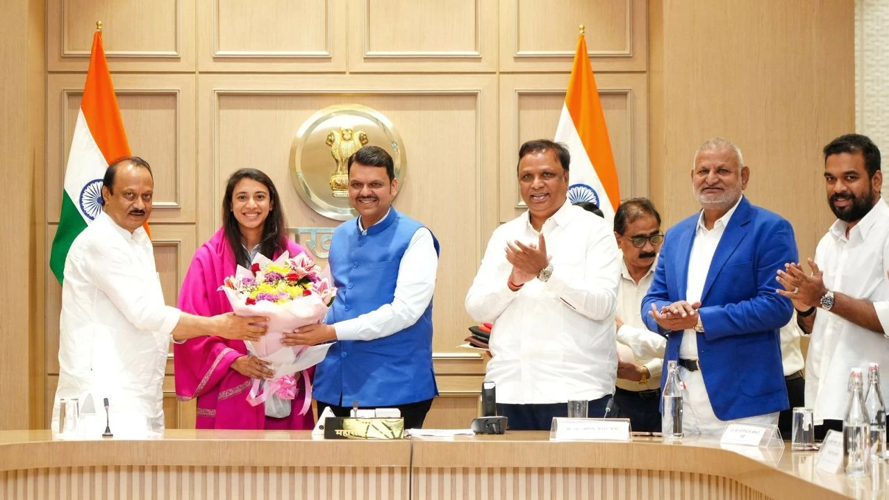 Maharashtra govt felicitates Mandhana, Jemimah and Radha with Rs 2.25 Cr reward.