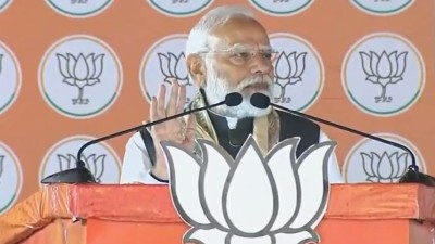 PM Narendra Modi speaks during a public rally in Bihar's Sitamarhi 