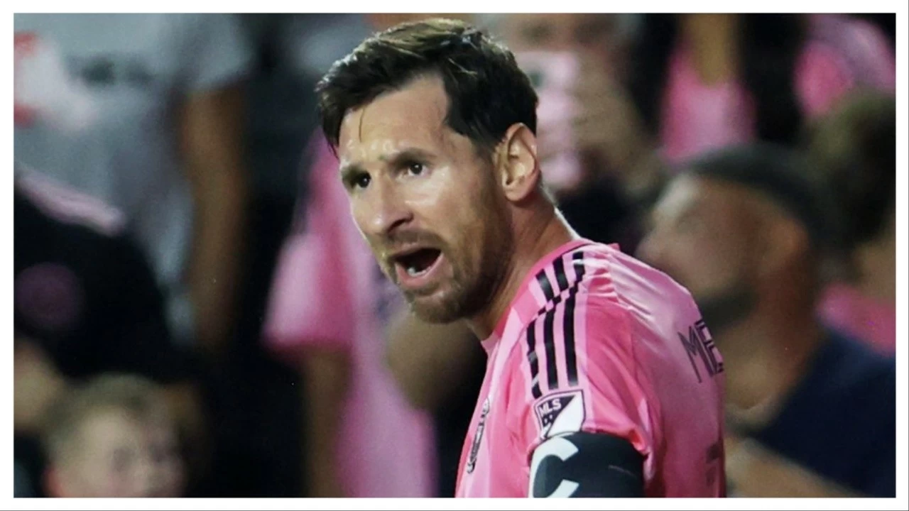 Lionel Messi celebrates on Saturday. 