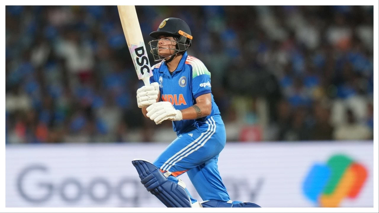 Shafali Verma plays a shot in Navi Mumbai during the Women&#039;s World Cup.