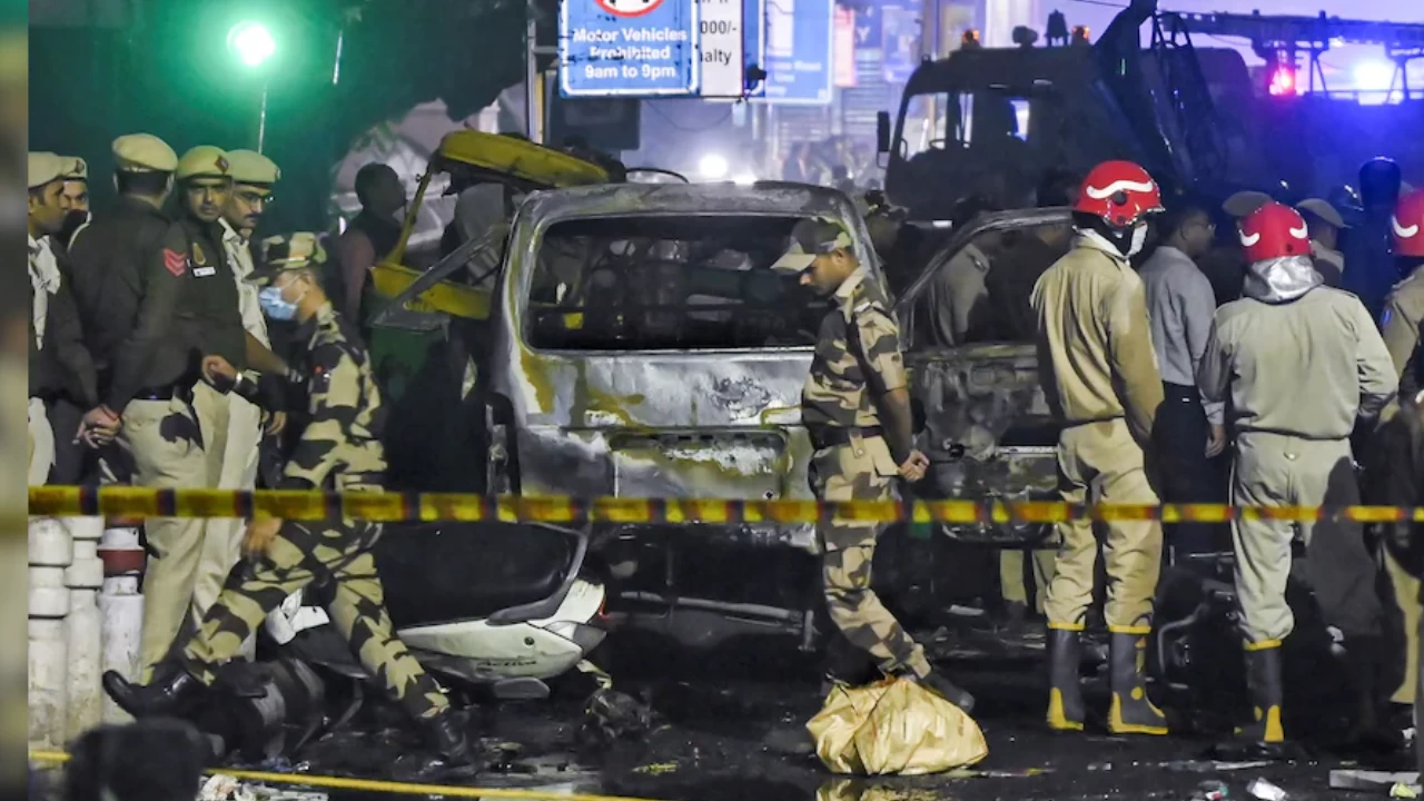 Security forces and Delhi police at the spot after the explosion took place (Getty Images)