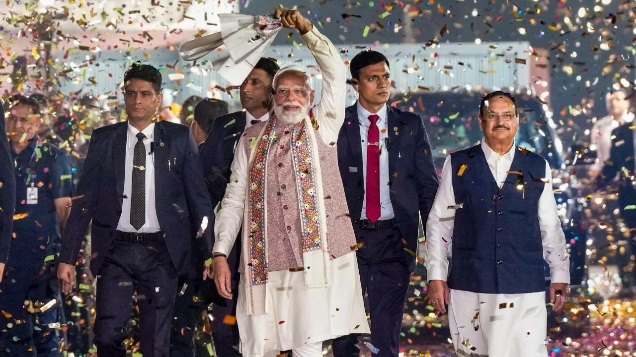 Prime Minister Narendra Modi at BJP HQ in Delhi