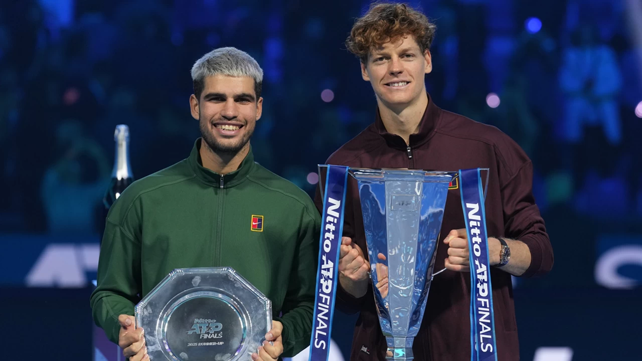 Jannik Sinner defeated Carlos Alcaraz to win the ATP Finals title.