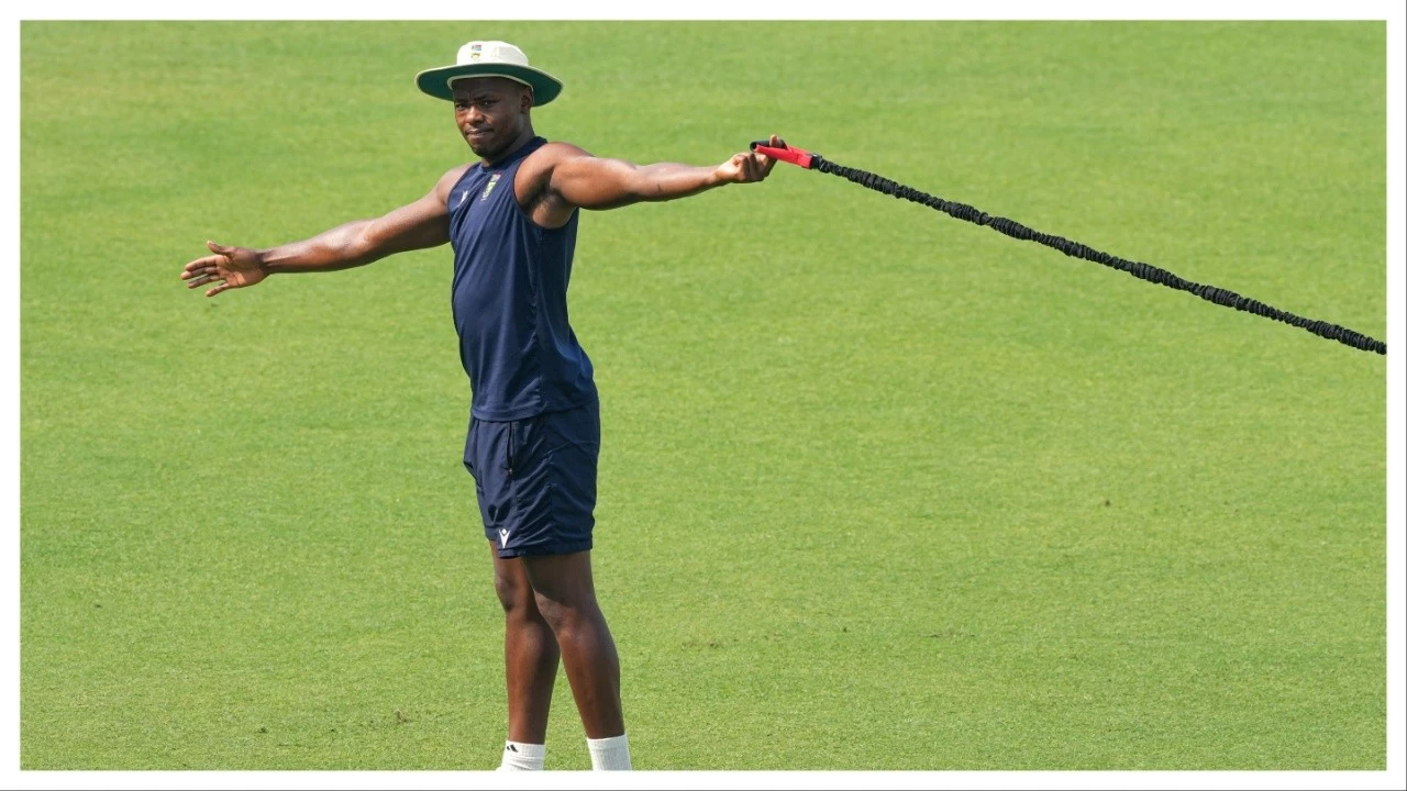 Kagiso Rabada during a training session in Kolkata on Nov. 11.
