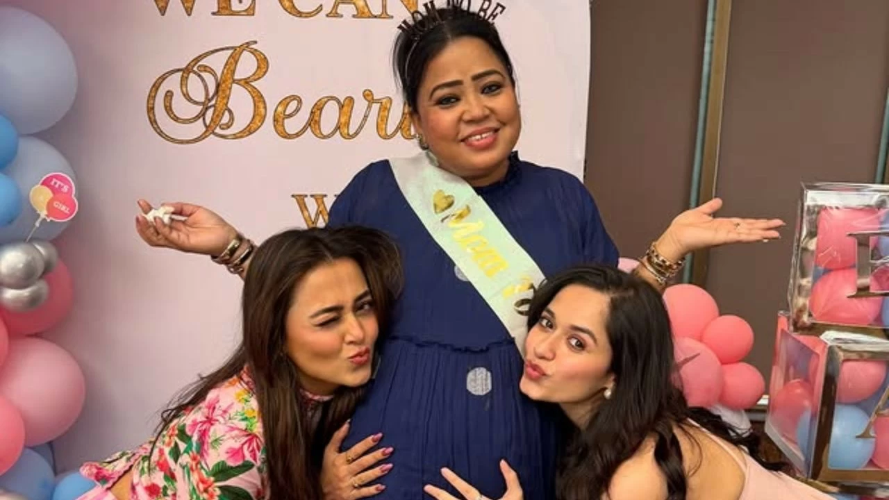 Celebs were seen posing with Bharti's baby bump, highlighting an atmosphere filled with love and support.