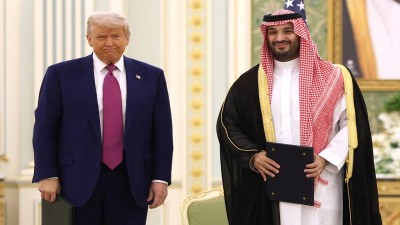 US President Donald Trump and Saudi Crown Prince Mohammed bin Salman attend a signing ceremony at the Saudi Royal Court on May 13, 2025, in Riyadh, Saudi Arabia. (Photo by Win McNamee/Getty Images)