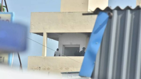 The building where Maoists were arrested from. 