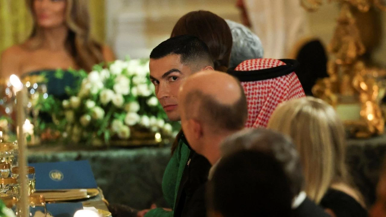 Star footballer Cristiano Ronaldo attends Donald Trump's White House dinner with Saudi crown prince.