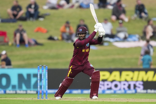 Shai Hope of the West Indies bats during the second One Day International match in the series between New Zealand and West Indies at McLean Park on November 19, 2025 in Napier, New Zealand.
