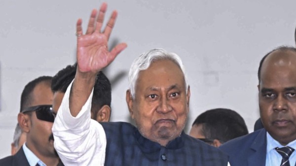 JD(U) supremo Nitish Kumar after being elected as the leader of the National Democratic Alliance (NDA) in Bihar during a meeting of newly elected MLAs of the alliance partners in Patna. (Photo: PTI)