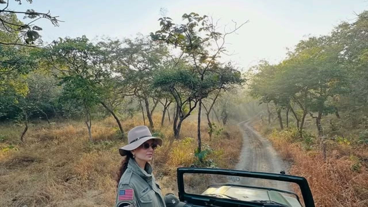 Kangana Ranaut shared pictures from her Gir National Park trip where she enjoyed a thrilling lion safari.