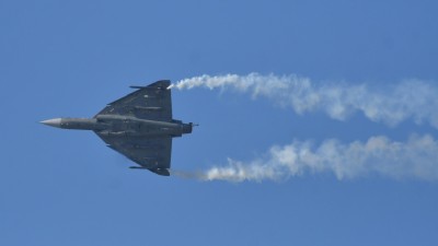This is the second crash involving the Tejas, despite its near-perfect safety record in 24 years of service. (Photo credit: Photo by Anuwar Hazarika/NurPhoto via Getty Images)