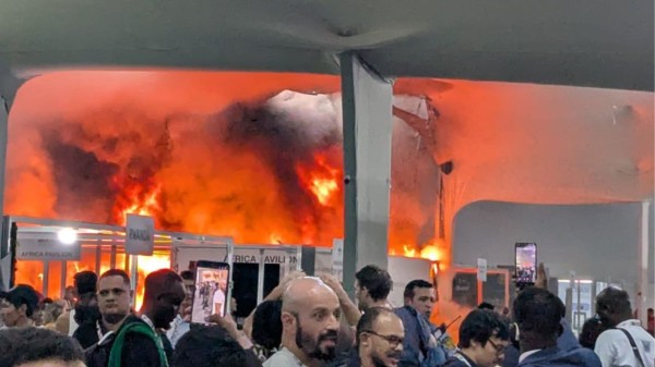 Scenes at the venue of the COP30 Summit in Brazil's Belem after the blaze started