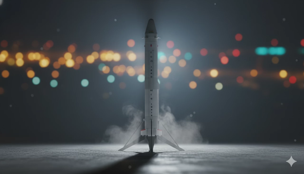 Illustration of ISRO&#039;s VTVL test vehicle. 