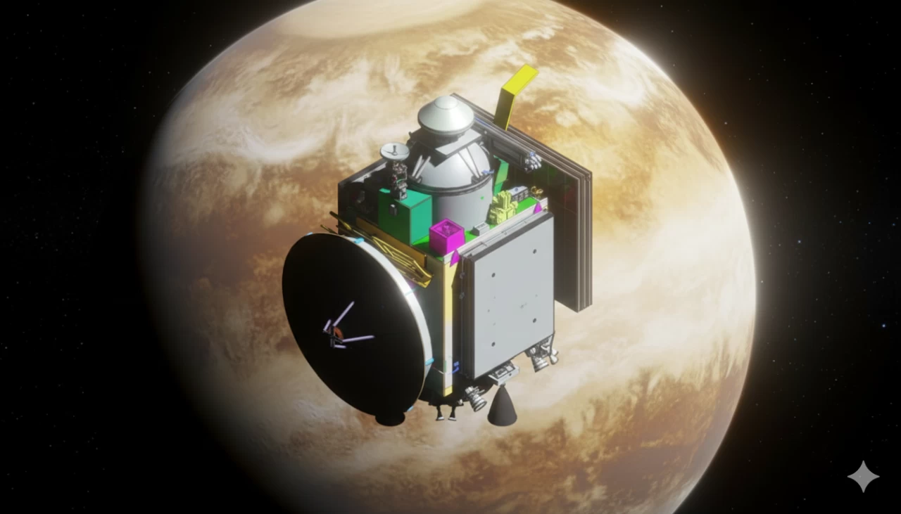 Illustration of the Shukrayaan spacecraft. 