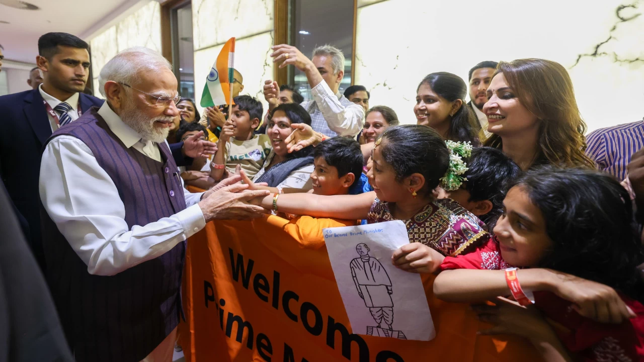 PM Modi greeted with a warm welcome from the Indian community in Johannesburg. (Photo credit: X)