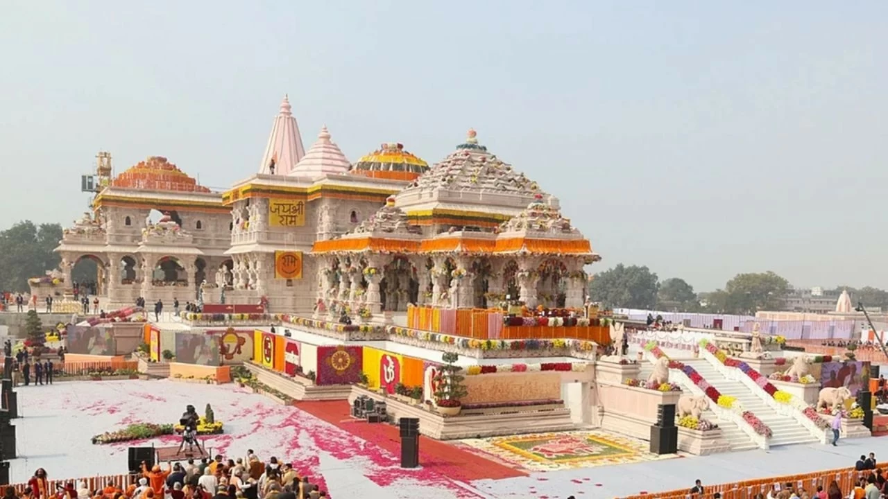 Ayodhya has been adorned with elaborate floral decorations, with nearly 100 tonnes of flowers used across the city. 