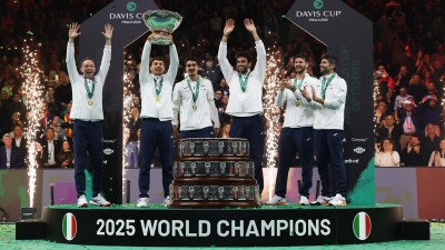 Italy beat Spain to win their third straight Davis Cup title.