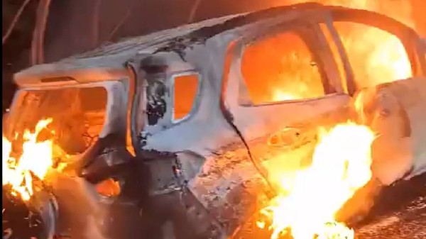Car driver burnt alive after flames erupt on Outer Ring Road in Hyderabad. 