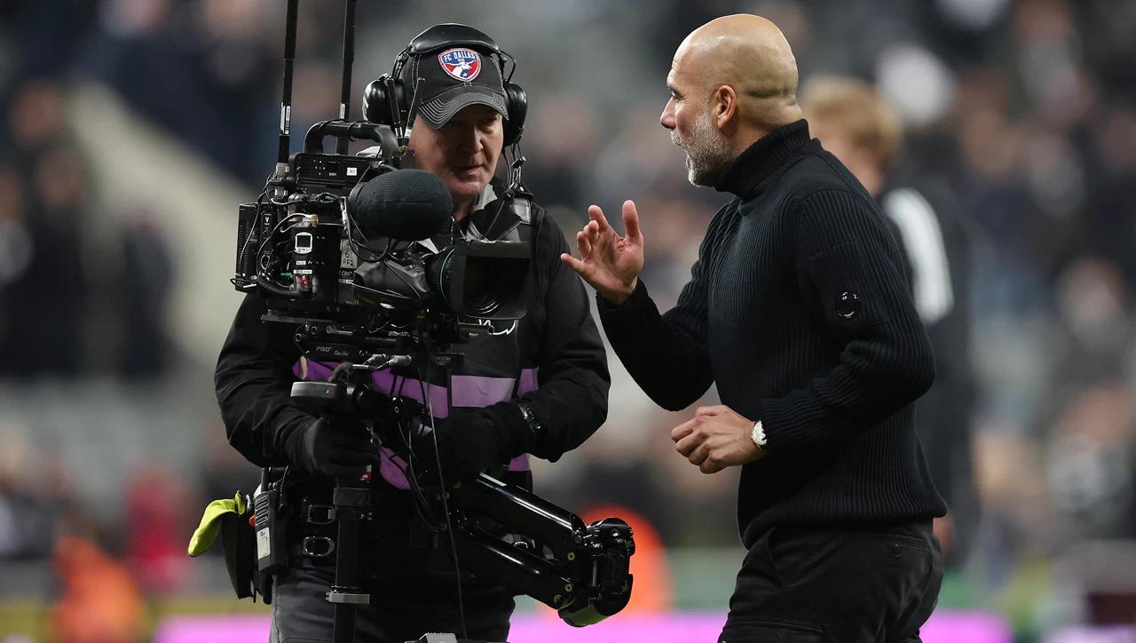 Manchester City manager Pep Guardiola clashed with a cameraman after his side&#039;s defeat against Newcastle United.
