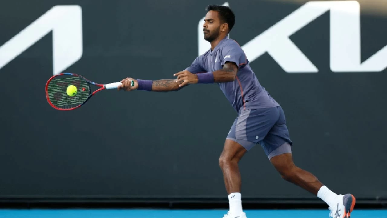 Sumit Nagal in action during a match at Australian Open 2025