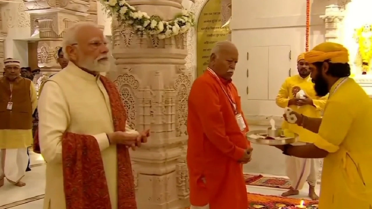 Flag hoisting ceremony is being held to mark the full completion of Ram Temple in Ayodhya