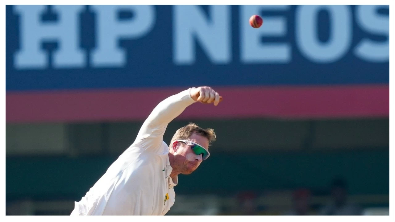 Simon Harmer bowls at ACA Stadium, Barsapara in Guwahati on Wednesday.