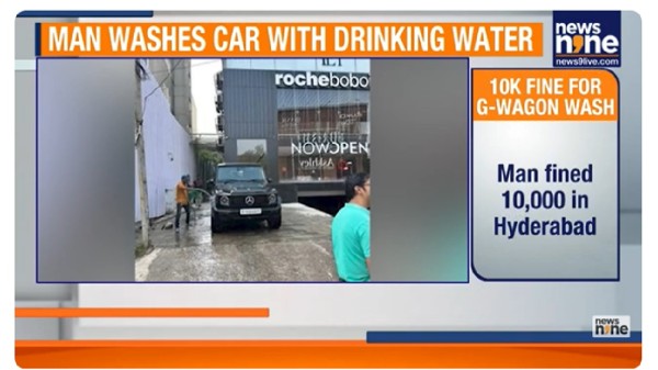 Hyderabad Man Fined ₹10,000 for Washing G-Wagon with Drinking Water