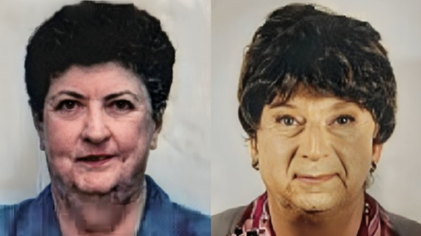 The woman (left) and her son who disguised himself to get her pension. (@CrazyItalianPol/X)